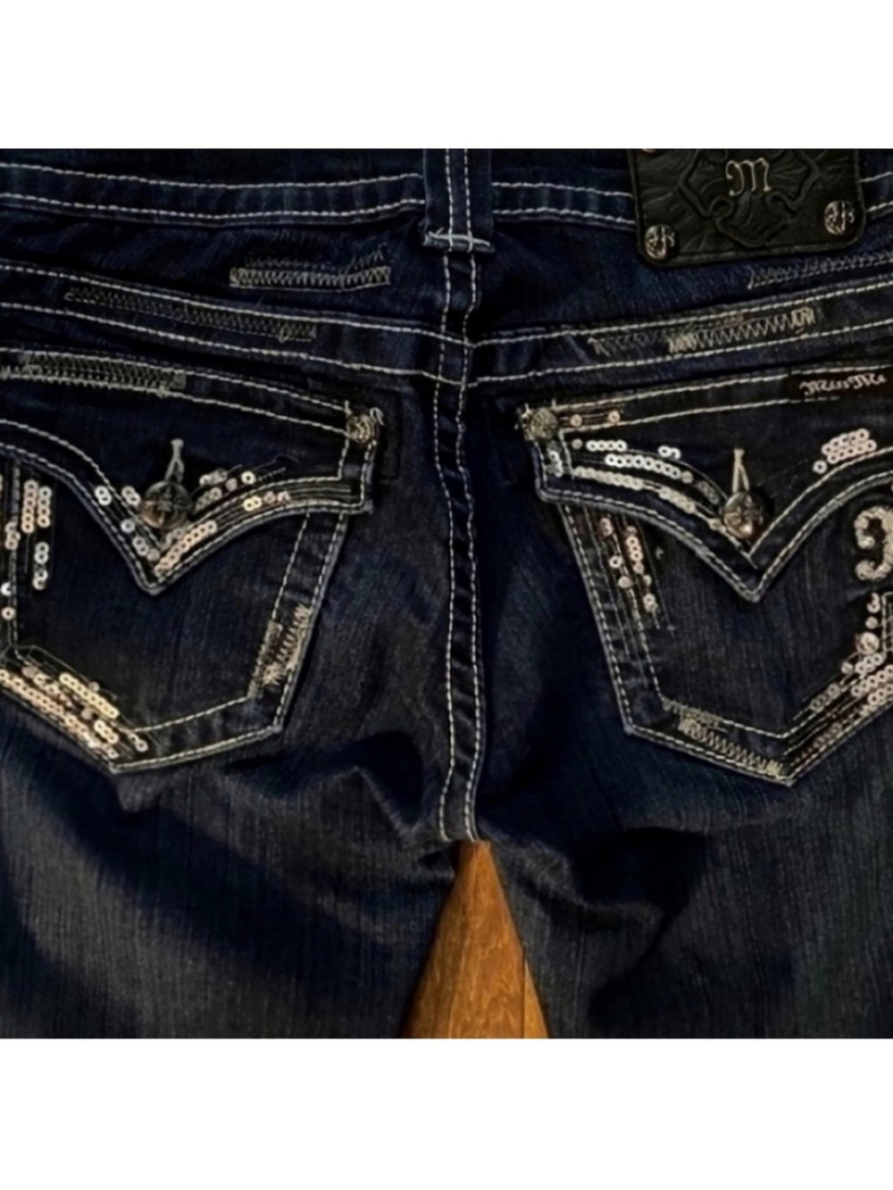 Gorgeous Miss Me Boot Jeans with Sequin Pocket Detail 31” Inseam